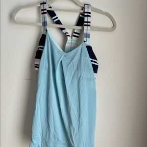 lululemon athletica Light Blue Striped Tank Top